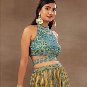 NWT Sequin Embroidered Lehenga Set with Blouse and Dupatta